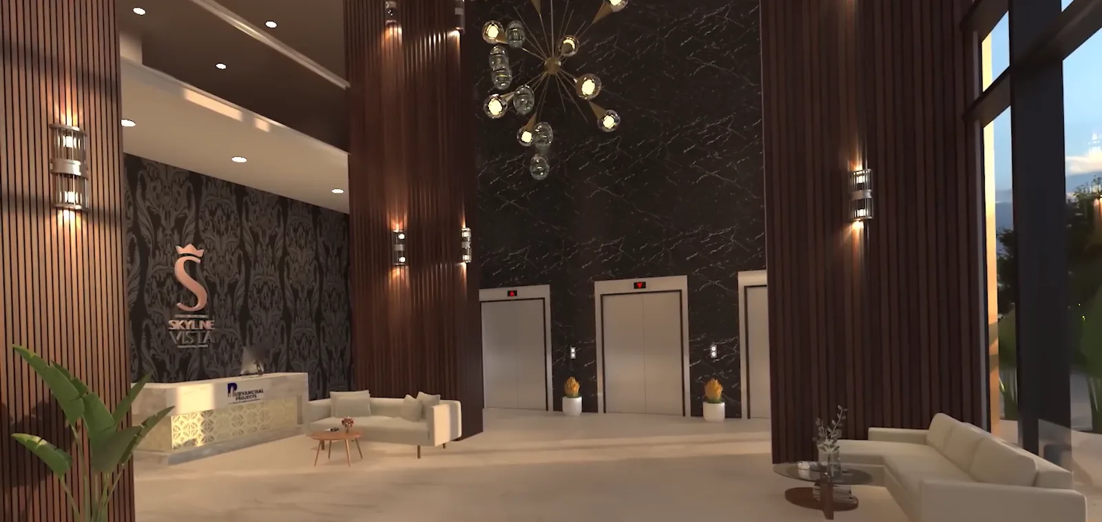Artistic impression of the office lobby