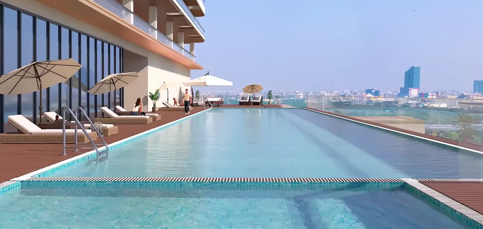 Artistic impression of the wellness floor swimming pool